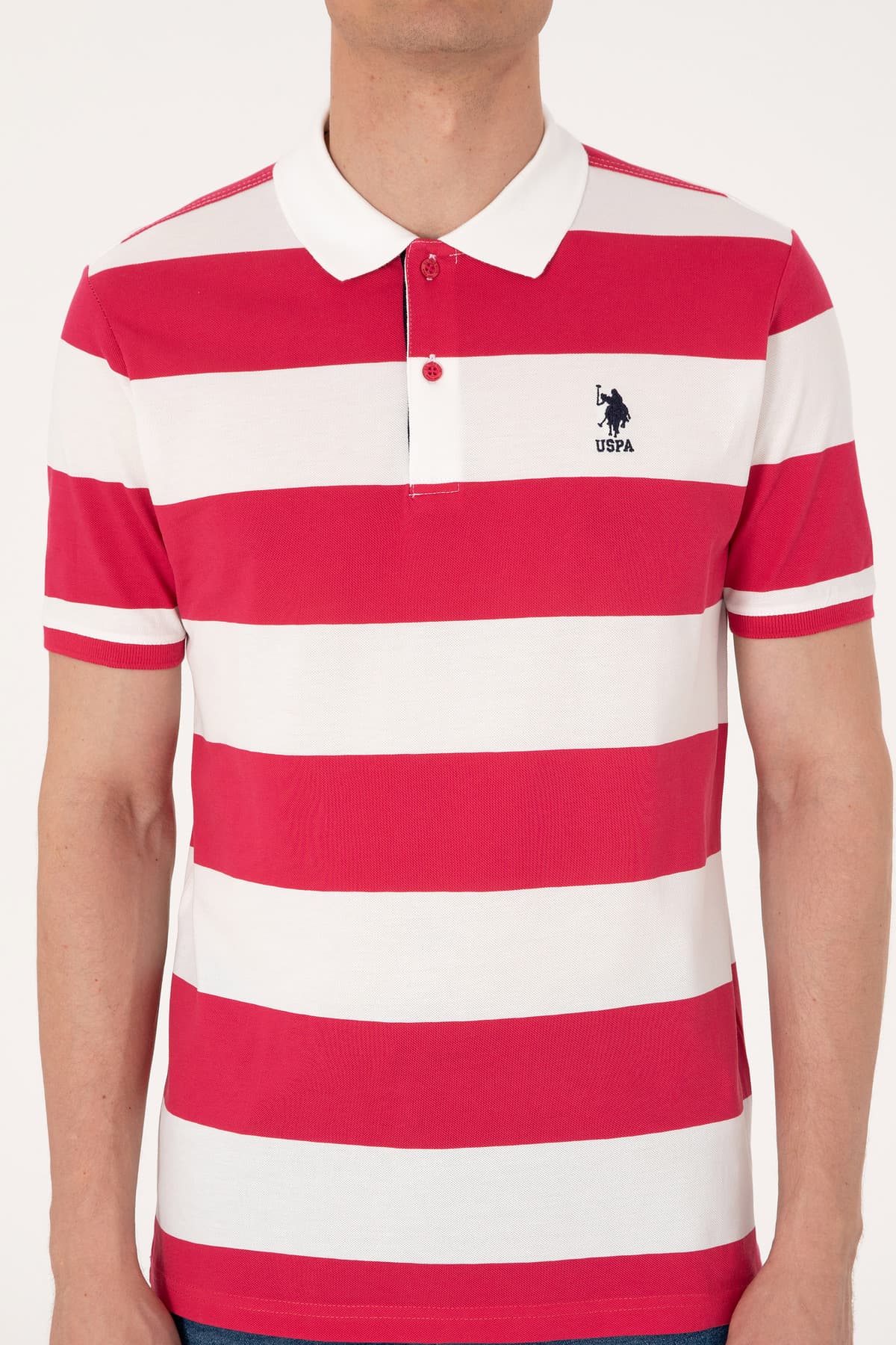 تیشرت مردانه U.S. Polo Assn. فیت معمولی یقه پولو راهراه گیلاسی مدل 50306827-VR223 تیشرت مردانه U.S. Polo Assn. فیت معمولی یقه پولو راهراه گیلاسی مدل 50306827-VR223