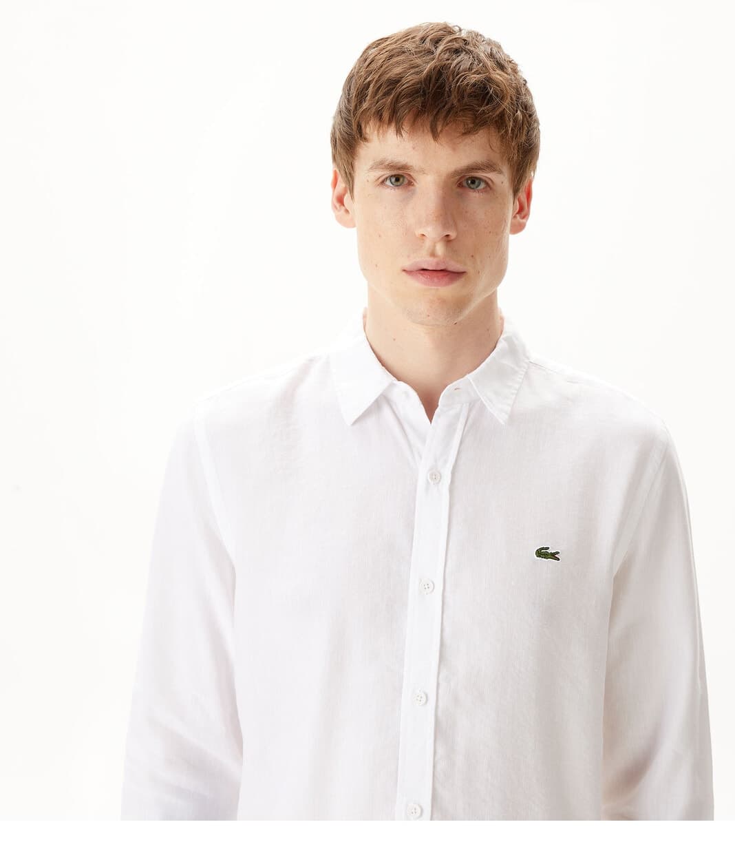 پیراهن مردانه Lacoste سفید کتان فیت اسلیم پیراهن مردانه Lacoste سفید کتان فیت اسلیم