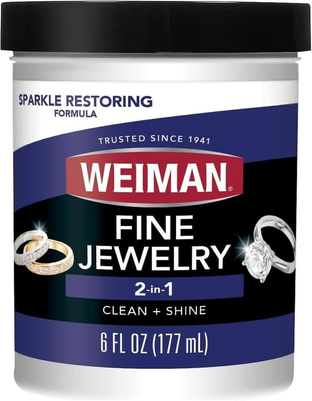 مایع تمیزکننده جواهرات Weiman با برس تمیزکننده برای طلا، پلاتین و سنگهای قیمتی 6 Oz مایع تمیزکننده جواهرات Weiman با برس تمیزکننده برای طلا، پلاتین و سنگهای قیمتی 6 Oz