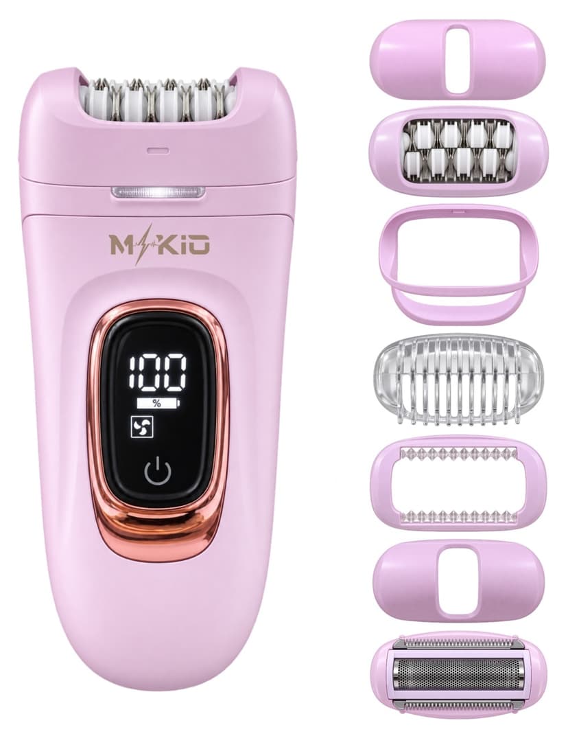 اپیلاتور زنانه MKIO 7 تکه چراغدار با نمایشگر LED، 2 سرعت و 60 دقیقه کارکرد، شارژ Type-C اپیلاتور زنانه MKIO 7 تکه چراغدار با نمایشگر LED، 2 سرعت و 60 دقیقه کارکرد، شارژ Type-C