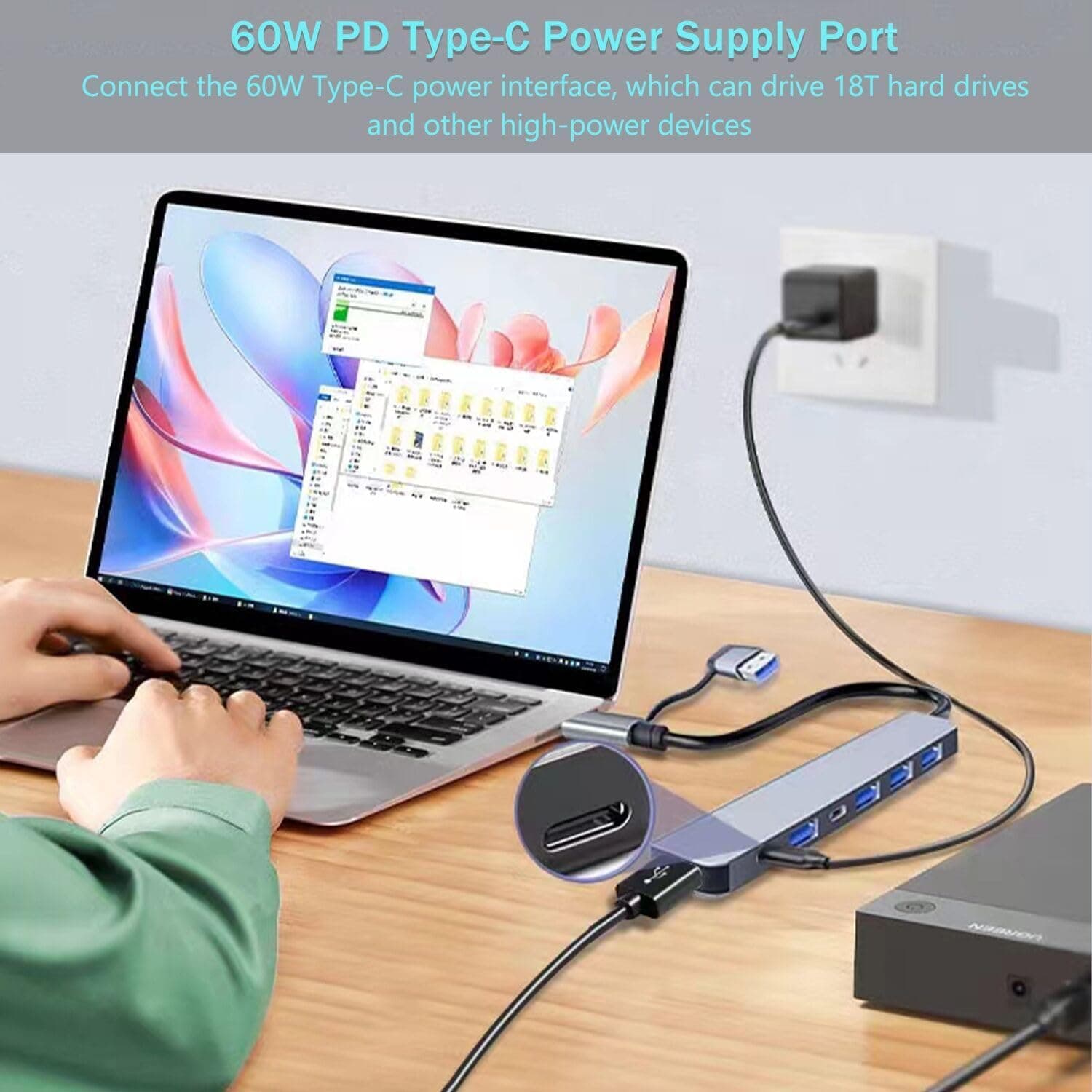 هاب USB C آلومینیومی VIENON ۷ در ۱ USB 3.0 و USB 2.0 هاب USB C آلومینیومی VIENON ۷ در ۱ USB 3.0 و USB 2.0