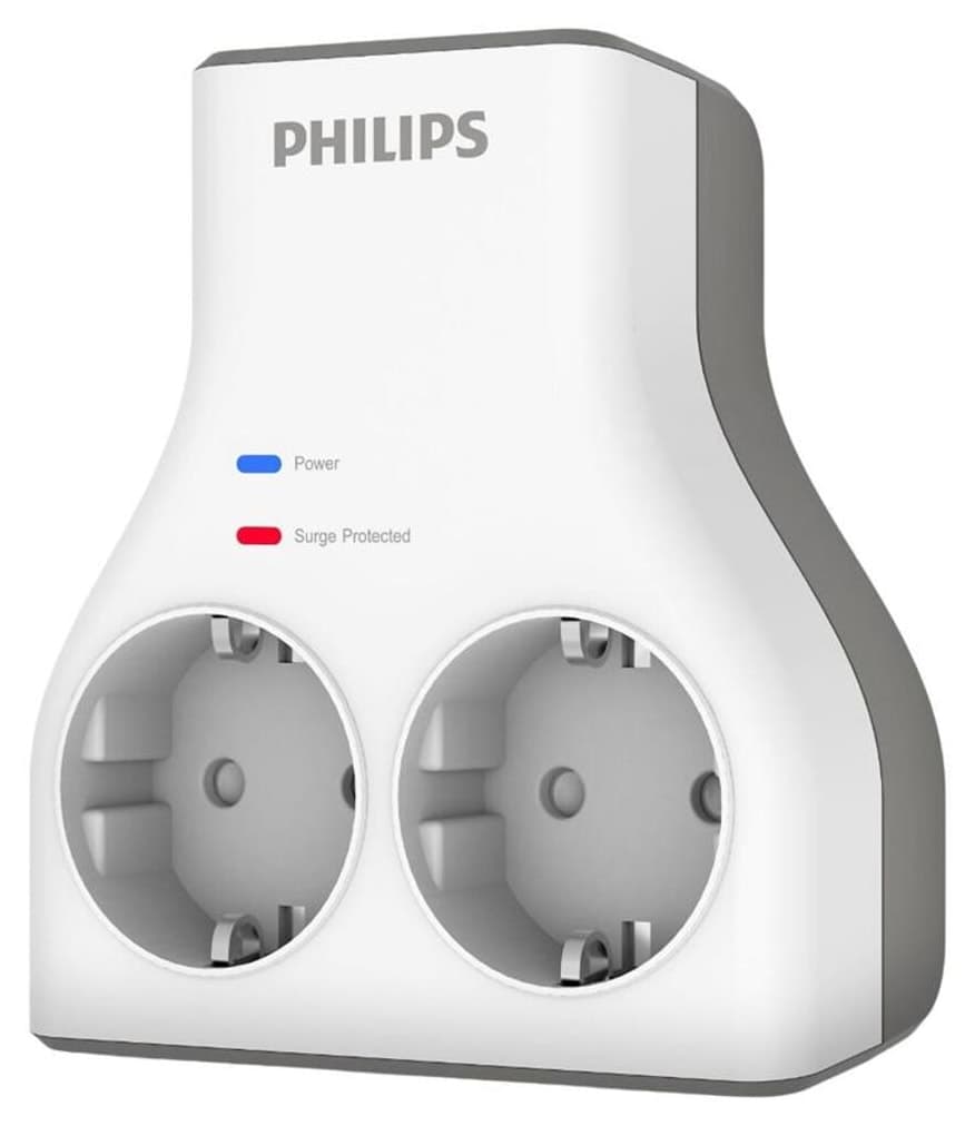 پریز محافظ برق دوگانه Philips سفید مدل 1140J پریز محافظ برق دوگانه Philips سفید مدل 1140J