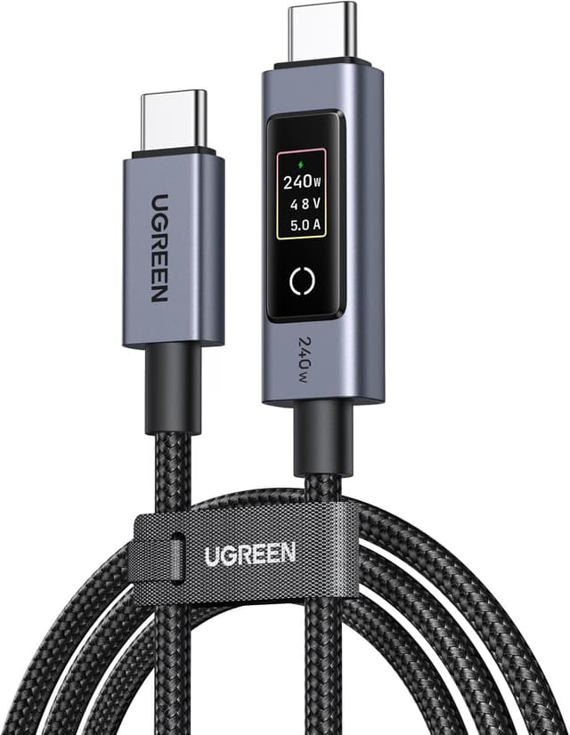 کابل Type C UGREEN نمایشگر هوشمند 2M شارژ سریع 240W برای لپتاپ کابل Type C UGREEN نمایشگر هوشمند 2M شارژ سریع 240W برای لپتاپ