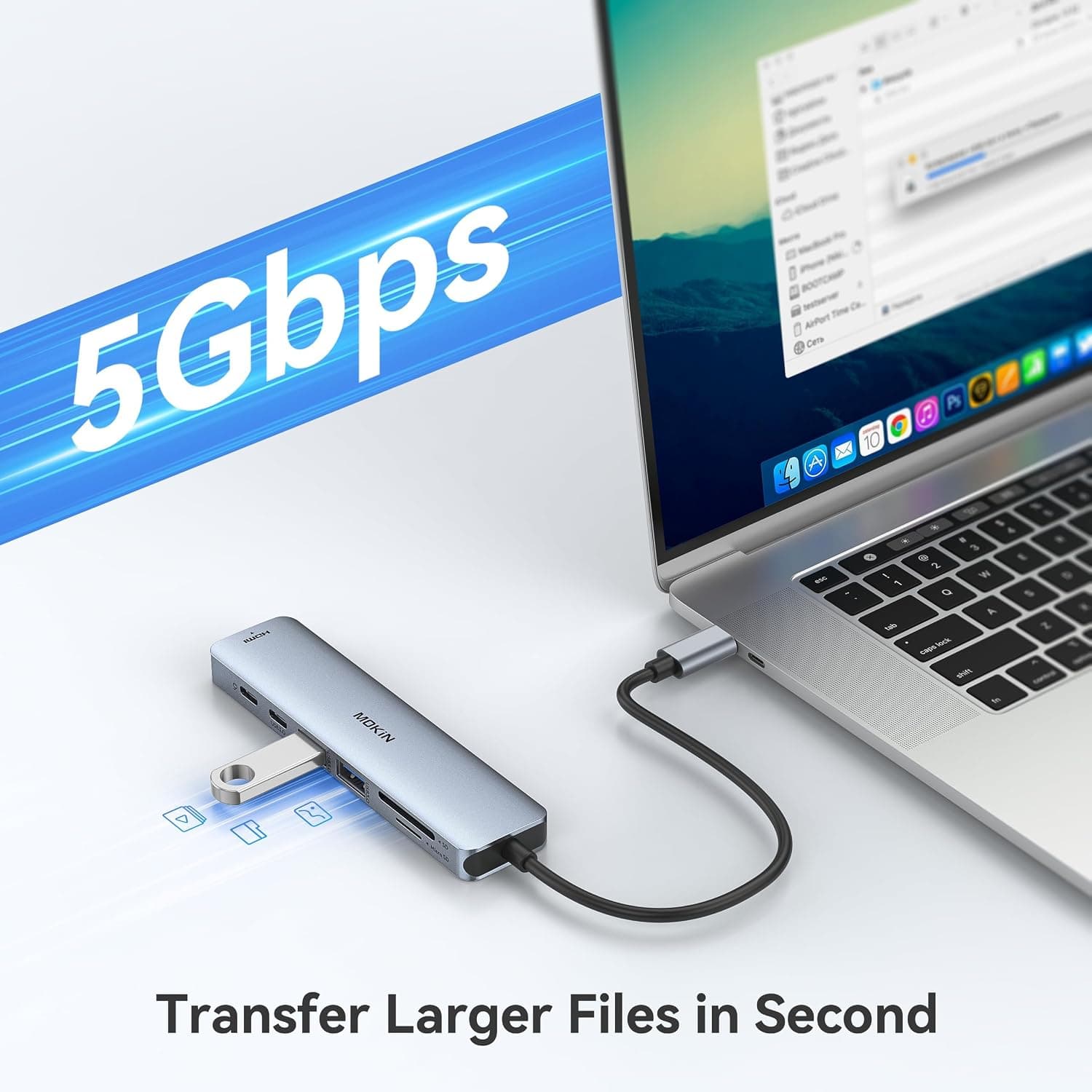آداپتور MOKiN USB-C به HDMI، کارتخوان SD/MicroSD و ۲ پورت USB 3.0 خاکستری فضایی آداپتور MOKiN USB-C به HDMI، کارتخوان SD/MicroSD و ۲ پورت USB 3.0 خاکستری فضایی