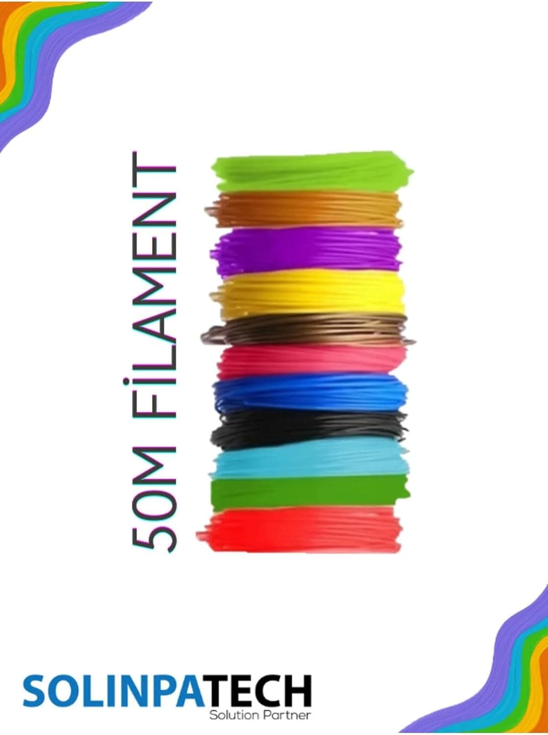 ست فیلامنت PLA قلم سه بعدی SOLINPATECH 10 رنگ 50 متری ست فیلامنت PLA قلم سه بعدی SOLINPATECH 10 رنگ 50 متری