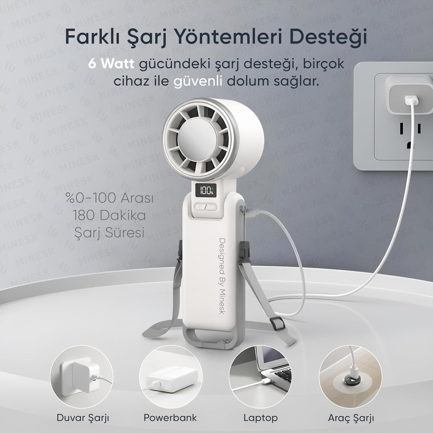 پنکه مینی قابل حمل minesk با اثر خنککنندگی یخی، تاشو و گردنی Airflow Pro پنکه مینی قابل حمل minesk با اثر خنککنندگی یخی، تاشو و گردنی Airflow Pro