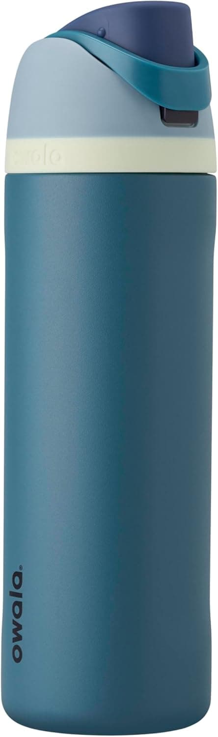 بطری آب ورزشی و سفری Owala FreeSip استیل ضدزنگ عایقدار نیدار بدون BPA، 24-oz، آبی/سبزآبی (جین) بطری آب ورزشی و سفری Owala FreeSip استیل ضدزنگ عایقدار نیدار بدون BPA، 24-oz، آبی/سبزآبی (جین)