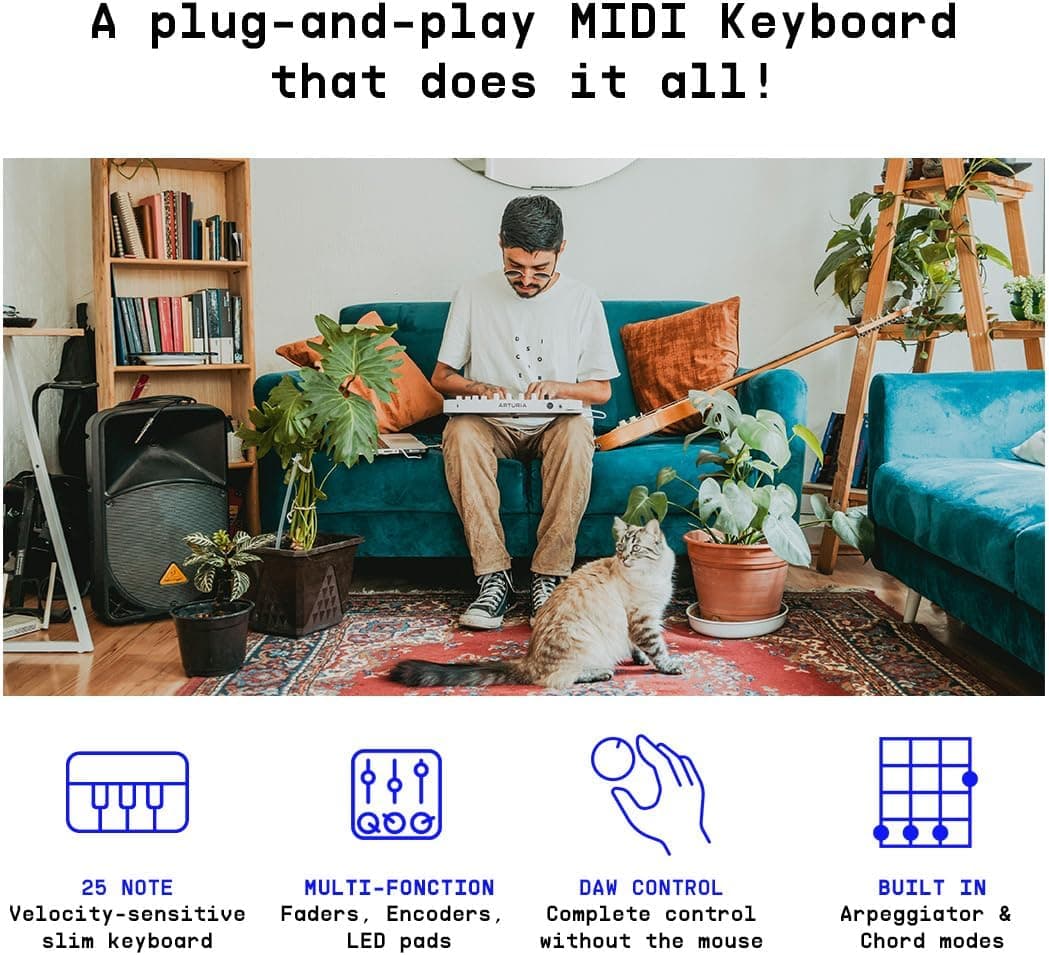 کنترلر MIDI Arturia مدل MiniLab 3 ۲۵ کلید ۸ پد چندرنگ مشکی کنترلر MIDI Arturia مدل MiniLab 3 ۲۵ کلید ۸ پد چندرنگ مشکی