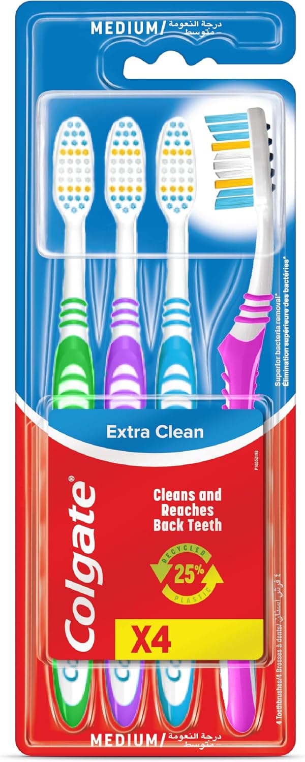 مسواک متوسط Colgate Extra Clean بسته 4 عددی مسواک متوسط Colgate Extra Clean بسته 4 عددی