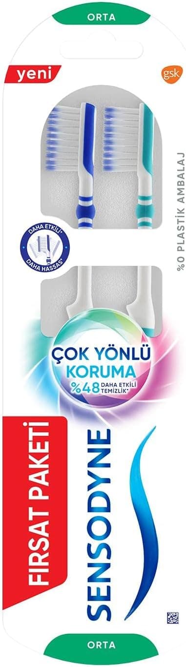 مسواک Sensodyne با محافظت چندمنظوره متوسط 1+1 مسواک Sensodyne با محافظت چندمنظوره متوسط 1+1