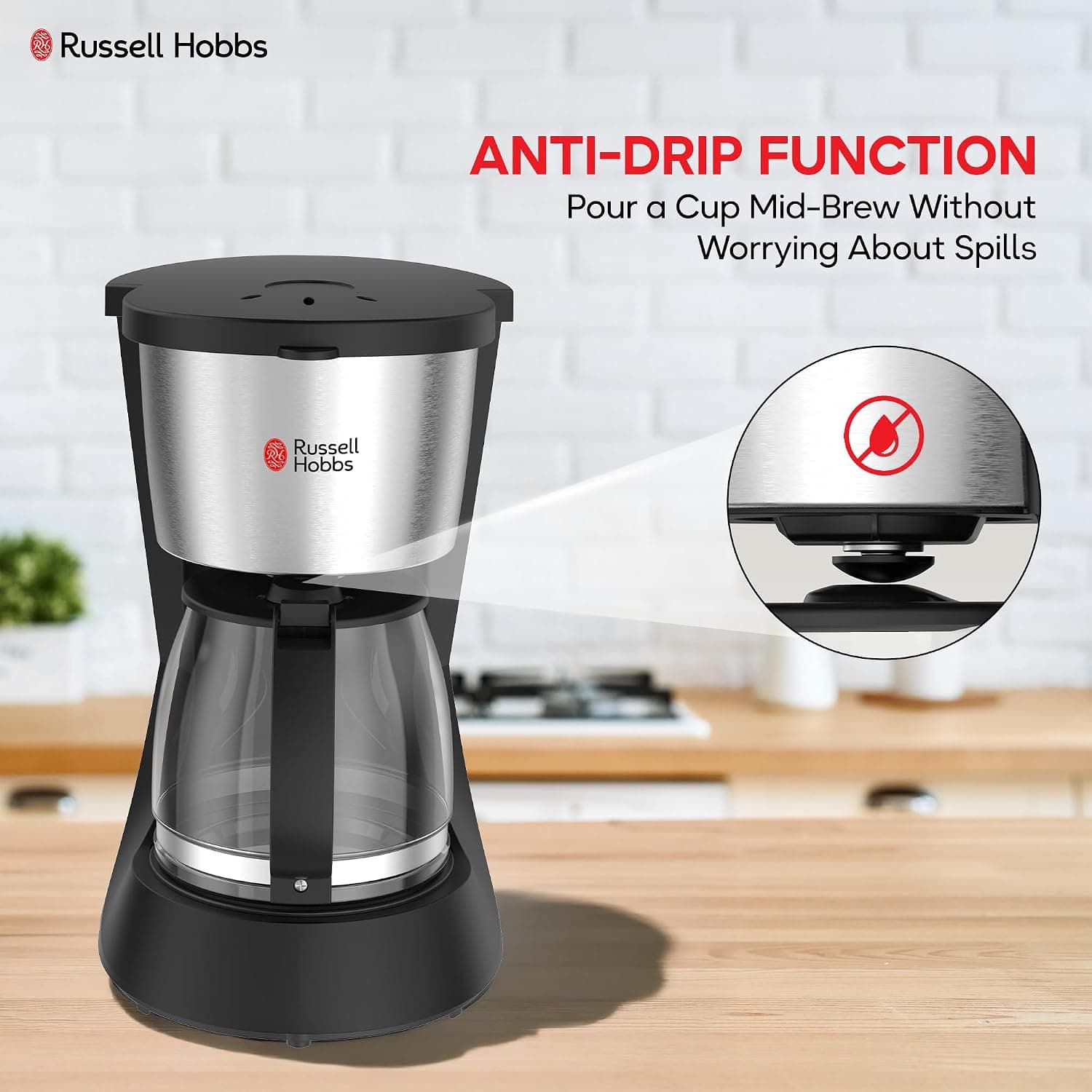 دستگاه قهوهساز فیلتری Russell Hobbs 1000W 1.5L 12 فنجانی مدل CM6689 دستگاه قهوهساز فیلتری Russell Hobbs 1000W 1.5L 12 فنجانی مدل CM6689