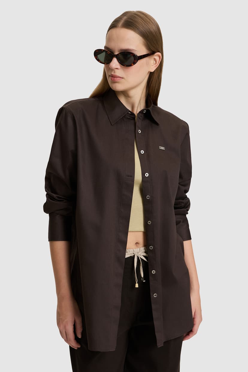 پیراهن زنانه U.S. Polo Assn. قهوهای تیره آستین بلند مدل 50329499-VR084 پیراهن زنانه U.S. Polo Assn. قهوهای تیره آستین بلند مدل 50329499-VR084