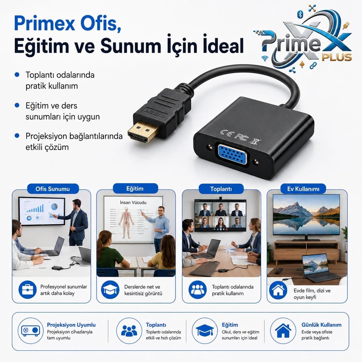مبدل HDMI به VGA PrimeX Plus با HDMI نر و VGA ماده، 30 cm، Full HD، مدل PX-1240S مبدل HDMI به VGA PrimeX Plus با HDMI نر و VGA ماده، 30 cm، Full HD، مدل PX-1240S