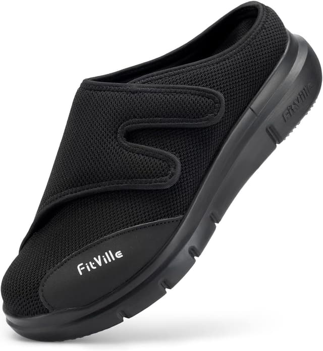 کفش پیادهروی پشتباز مردانه FitVille پهن و قابل تنظیم مناسب پاهای متورم و التهاب کف پا کفش پیادهروی پشتباز مردانه FitVille پهن و قابل تنظیم مناسب پاهای متورم و التهاب کف پا