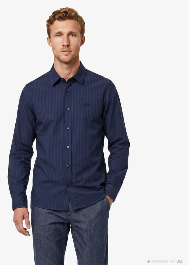 پیراهن مردانه Lacoste یقه دکمهدار راهراه سرمهای فیت معمولی پیراهن مردانه Lacoste یقه دکمهدار راهراه سرمهای فیت معمولی