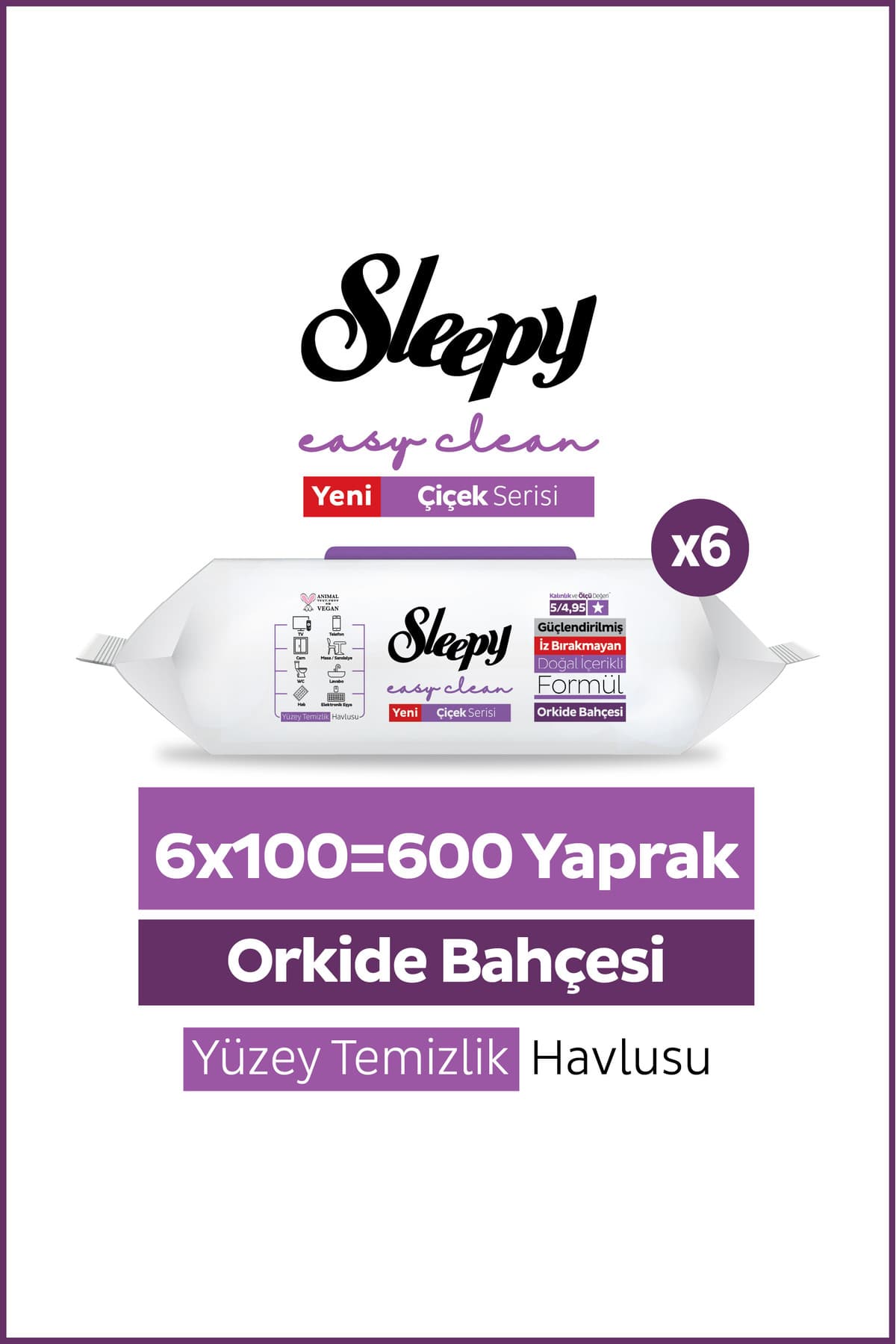 دستمال تمیزکننده سطح Sleepy Easy Clean رایحه باغ ارکیده 6x100 (600 برگ) دستمال تمیزکننده سطح Sleepy Easy Clean رایحه باغ ارکیده 6x100 (600 برگ)