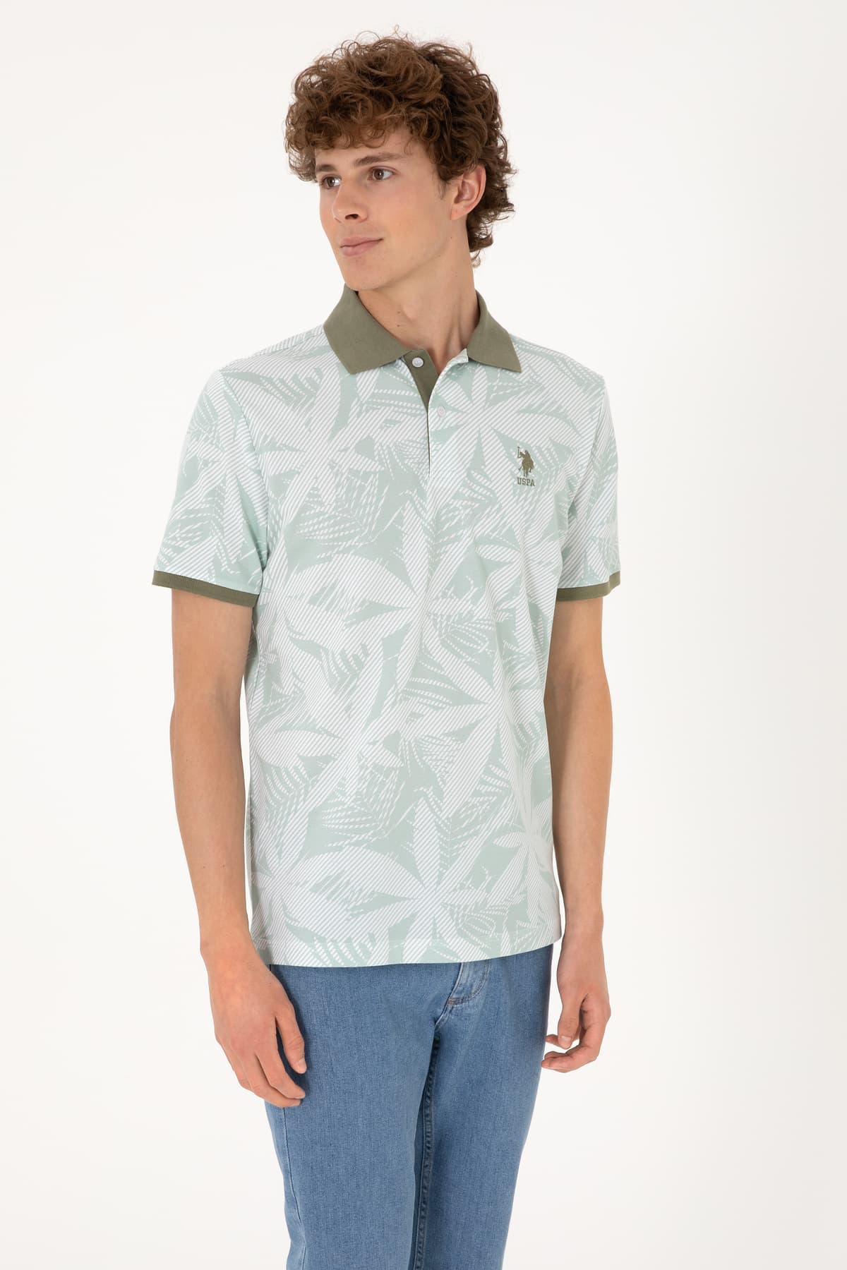 تیشرت مردانه U.S. Polo Assn. فیت معمولی یقه پولو سبز آبی مدل 50306854-VR048 تیشرت مردانه U.S. Polo Assn. فیت معمولی یقه پولو سبز آبی مدل 50306854-VR048