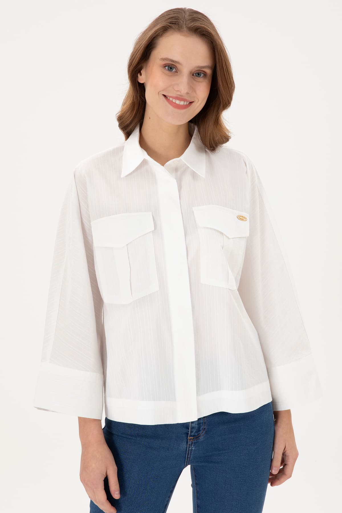 پیراهن زنانه U.S. Polo Assn. آستین بلند کرم مدل 50289995-VR019 پیراهن زنانه U.S. Polo Assn. آستین بلند کرم مدل 50289995-VR019