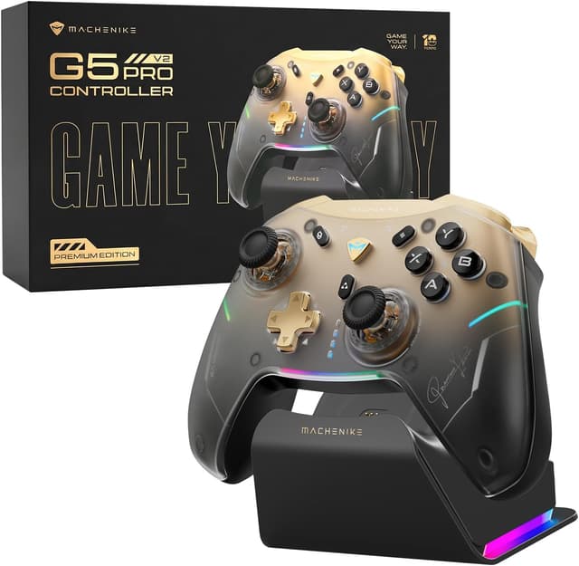 دسته بازی بیسیم Machenike G5Pro V2 برای PC/NS/iOS/Android با تریگر اپتیکال، میکروسوئیچ و جویاستیک قابل تعویض دسته بازی بیسیم Machenike G5Pro V2 برای PC/NS/iOS/Android با تریگر اپتیکال، میکروسوئیچ و جویاستیک قابل تعویض