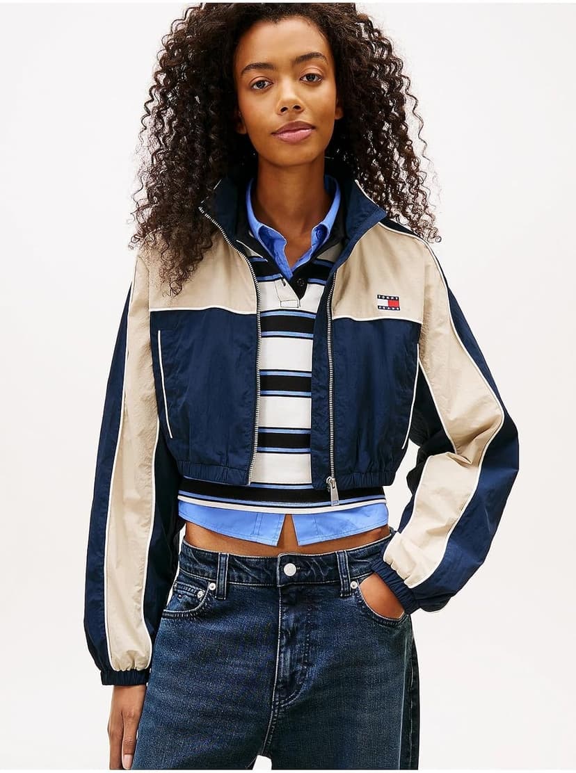 بارانی زنانه Tommy Hilfiger آبی نایلونی با جزئیات نواری TJW مدل DW0DW22055C1G بارانی زنانه Tommy Hilfiger آبی نایلونی با جزئیات نواری TJW مدل DW0DW22055C1G