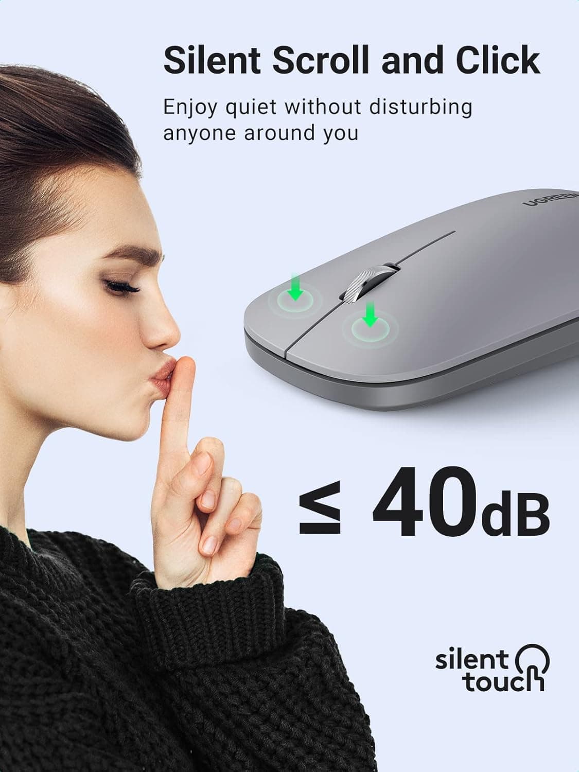 ماوس بیسیم UGREEN باریک 2.4G بیصدا 4000DPI کامپکت برای PC خاکستری ماوس بیسیم UGREEN باریک 2.4G بیصدا 4000DPI کامپکت برای PC خاکستری