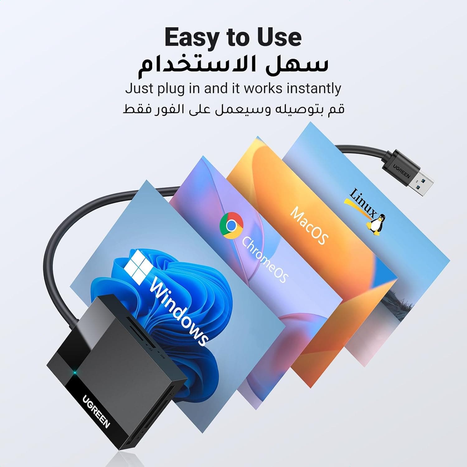 کارتخوان حافظه 4 کاره UGREEN USB 3.0 برای SD و Micro SD با سرعت 5Gbps کارتخوان حافظه 4 کاره UGREEN USB 3.0 برای SD و Micro SD با سرعت 5Gbps
