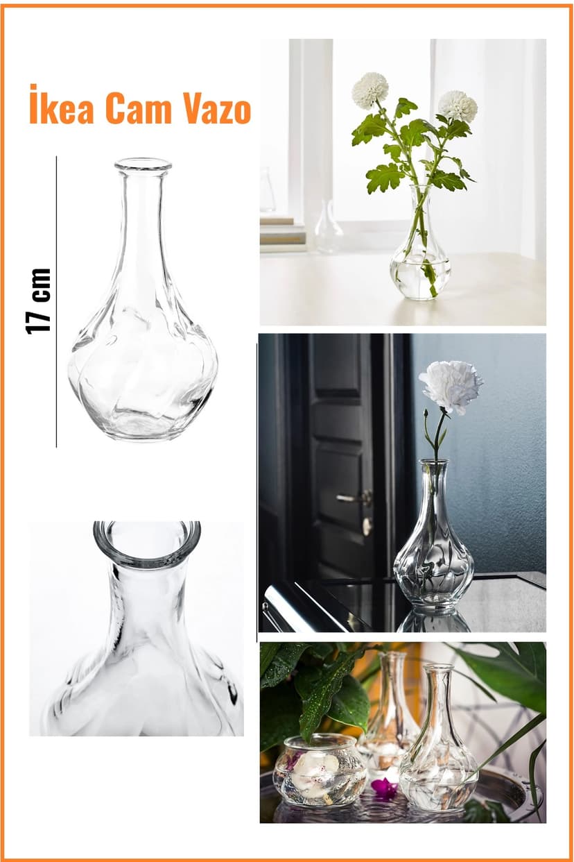 گلدان شیشهای تزئینی IKEA مدل Vıljestark 17 cm گلدان شیشهای تزئینی IKEA مدل Vıljestark 17 cm