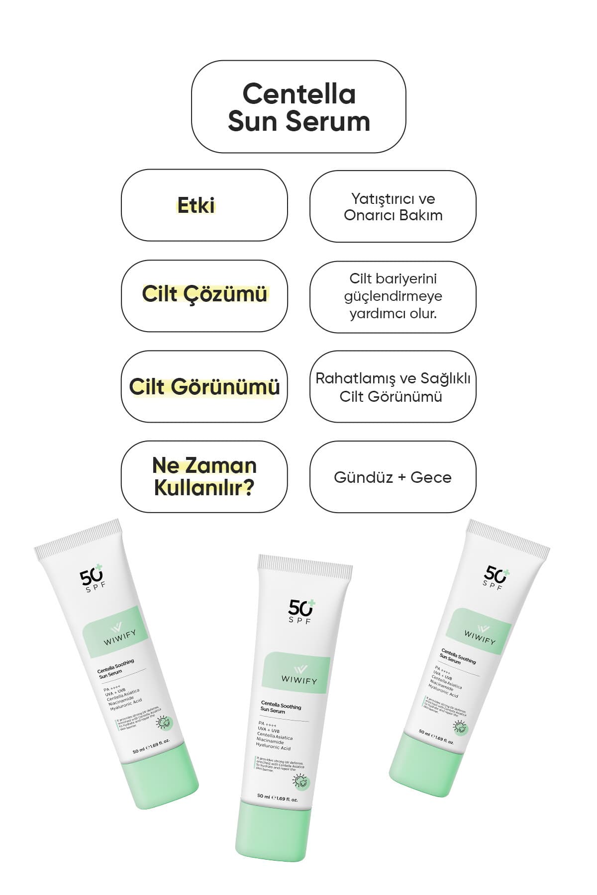 ضدآفتاب سرمی WIWIFY آرامبخش و ترمیمکننده با محافظت بالا Centella Soothing Sun Serum Spf 50+ Pa++++ 50ml ضدآفتاب سرمی WIWIFY آرامبخش و ترمیمکننده با محافظت بالا Centella Soothing Sun Serum Spf 50+ Pa++++ 50ml