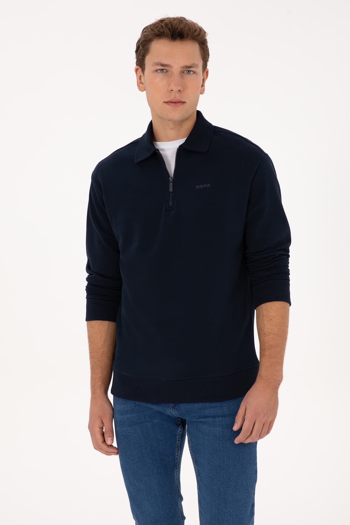 سویشرت مردانه U.S. Polo Assn. یقه پولو فیت معمولی نیمزیپ داخل کرکی سرمهای مدل 50313783-VR033 سویشرت مردانه U.S. Polo Assn. یقه پولو فیت معمولی نیمزیپ داخل کرکی سرمهای مدل 50313783-VR033