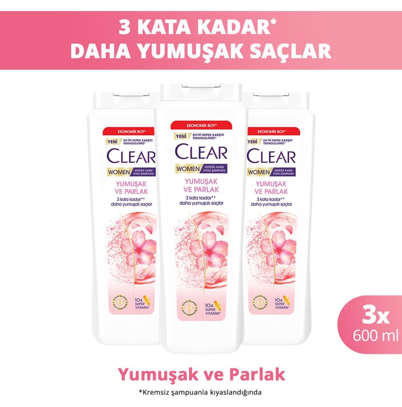 شامپو زنانه Clear ضدشوره برای موهای نرم و درخشان 600 ml x3 شامپو زنانه Clear ضدشوره برای موهای نرم و درخشان 600 ml x3