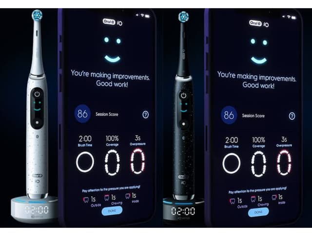 ست دوتایی مسواک شارژی هوشمند Oral-B با فناوری io sense مدل İo 10 سفید استارداست و مشکی کیهانی ست دوتایی مسواک شارژی هوشمند Oral-B با فناوری io sense مدل İo 10 سفید استارداست و مشکی کیهانی