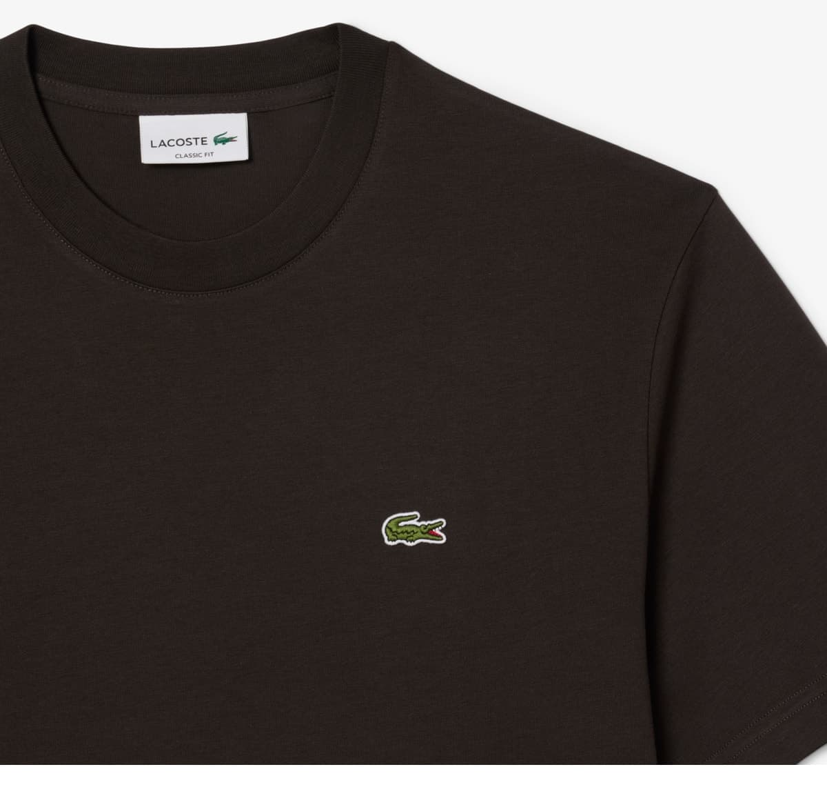 تیشرت مردانه Lacoste یقه گرد فیت کلاسیک قهوهای تیشرت مردانه Lacoste یقه گرد فیت کلاسیک قهوهای