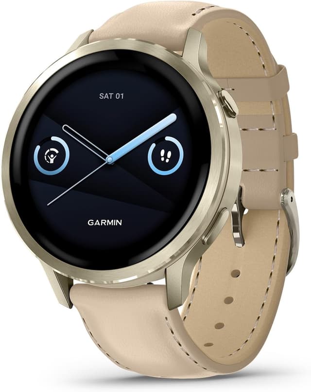 ساعت هوشمند Garmin بند چرمی طلایی 41 mm مدل Venu 4 ساعت هوشمند Garmin بند چرمی طلایی 41 mm مدل Venu 4