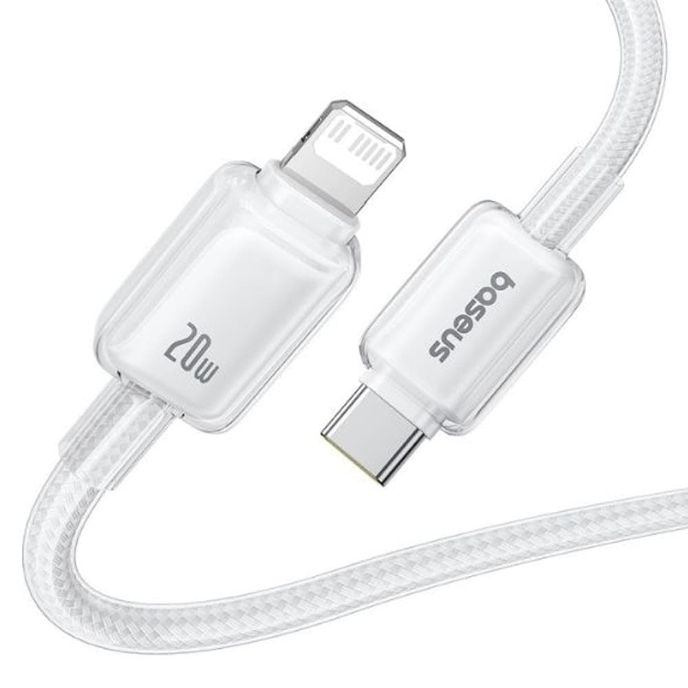 کابل داده Baseus Crystal شارژ سریع C+Lightning 20W 1m سفید کابل داده Baseus Crystal شارژ سریع C+Lightning 20W 1m سفید
