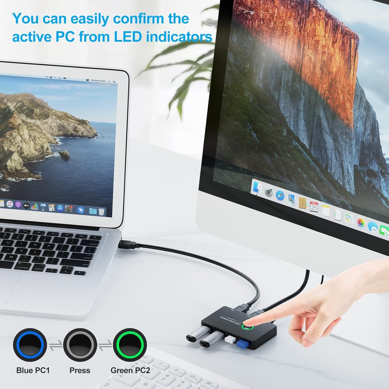 هاب سوییچ KVM USB 3.0 چهارپورته ULXUUUN برای اشتراکگذاری بین ۲ کامپیوتر سازگار با Windows و macOS هاب سوییچ KVM USB 3.0 چهارپورته ULXUUUN برای اشتراکگذاری بین ۲ کامپیوتر سازگار با Windows و macOS