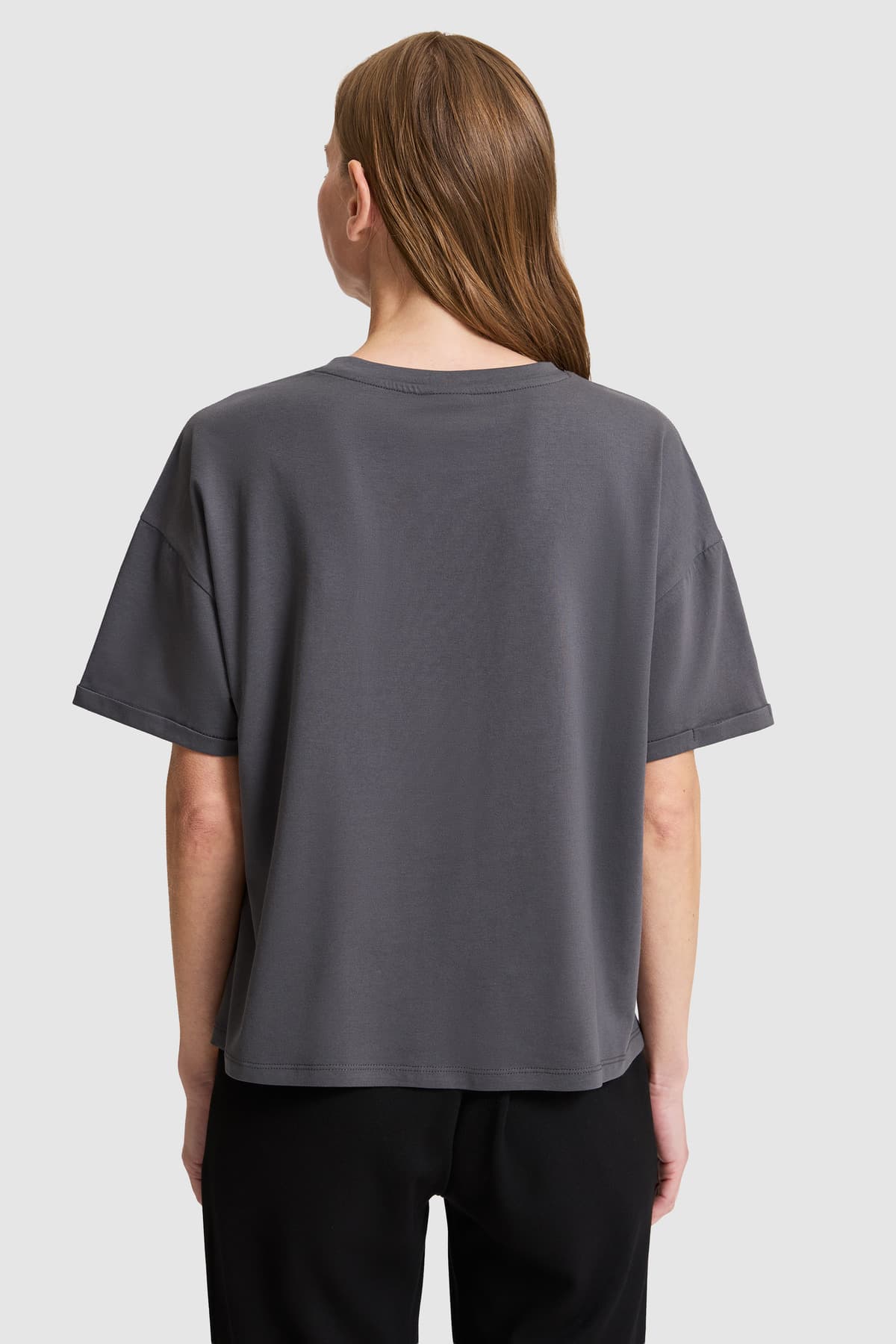 تیشرت زنانه U.S. Polo Assn. ذغالی یقهگرد ساده مدل 50323545-VR006 تیشرت زنانه U.S. Polo Assn. ذغالی یقهگرد ساده مدل 50323545-VR006