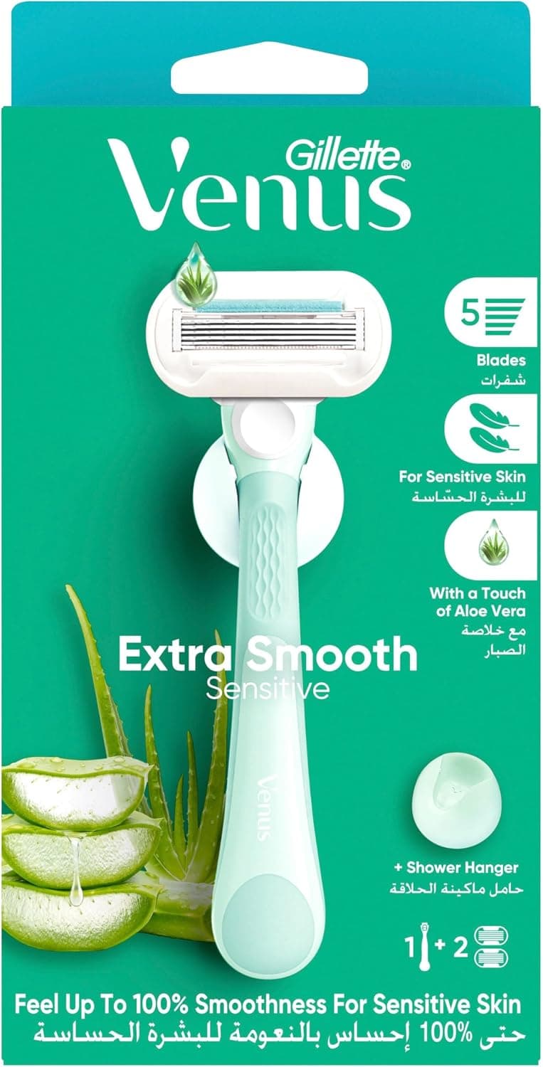 ریشتراش زنانه Gillette Venus Extra Smooth Sensitive با 1 دسته و 2 یدک تیغ ریشتراش زنانه Gillette Venus Extra Smooth Sensitive با 1 دسته و 2 یدک تیغ