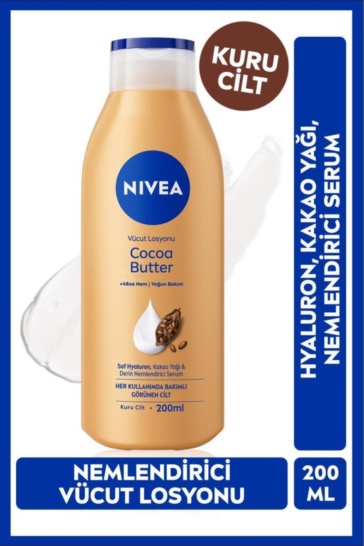 لوسیون بدن مرطوبکننده NIVEA حاوی کره کاکائو و هیالورون مناسب پوست خشک 200 ml لوسیون بدن مرطوبکننده NIVEA حاوی کره کاکائو و هیالورون مناسب پوست خشک 200 ml