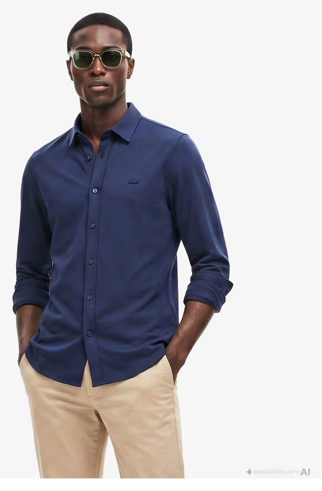 پیراهن مردانه Lacoste اسلیمفیت سرمهای پیراهن مردانه Lacoste اسلیمفیت سرمهای