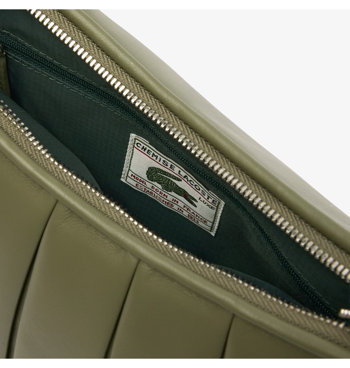 کیف دوشی زنانه Lacoste چرمی خاکی مدل Lenglen Medium کیف دوشی زنانه Lacoste چرمی خاکی مدل Lenglen Medium