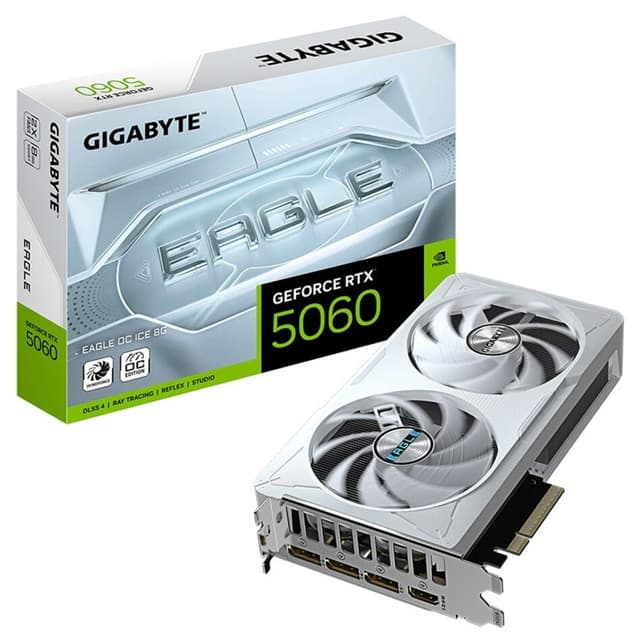 کارت گرافیک Gigabyte NVIDIA GeForce RTX 5060 EAGLE OC ICE 8G با حافظه 8GB GDDR7 و رابط 128Bit مدل GV-N5060EAGLEOC ICE-8GD کارت گرافیک Gigabyte NVIDIA GeForce RTX 5060 EAGLE OC ICE 8G با حافظه 8GB GDDR7 و رابط 128Bit مدل GV-N5060EAGLEOC ICE-8GD