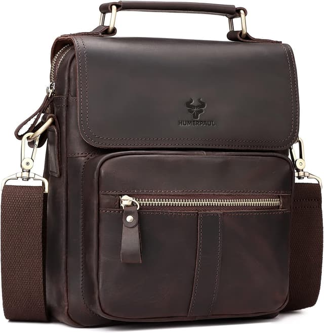 کیف دوشی مردانه HUMERPAUL چرم مدل Vintage Crossbody کیف دوشی مردانه HUMERPAUL چرم مدل Vintage Crossbody