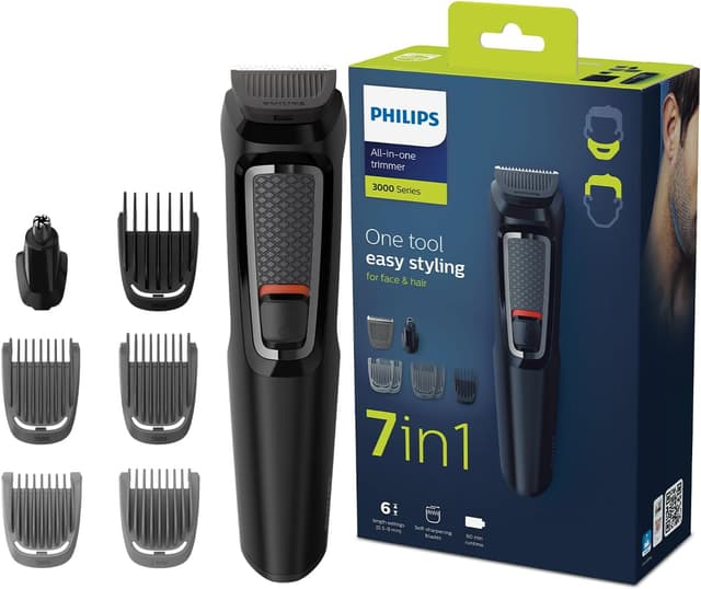 تریمر چندکاره Philips Multigroom 3000 مدل MG3720/33 ۷ در ۱ بیسیم برای صورت و مو تریمر چندکاره Philips Multigroom 3000 مدل MG3720/33 ۷ در ۱ بیسیم برای صورت و مو
