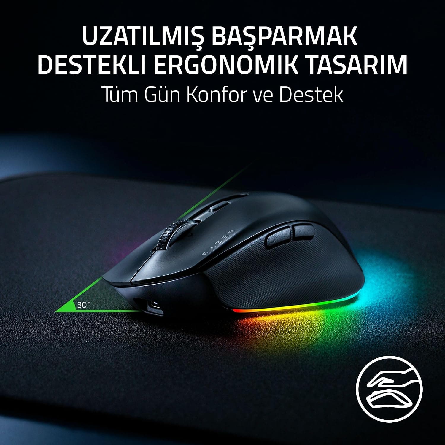 موس بیسیم ارگونومیک Razer Pro Click V2 با AI Prompt Assist و حسگر نوری 30K، مشکی موس بیسیم ارگونومیک Razer Pro Click V2 با AI Prompt Assist و حسگر نوری 30K، مشکی