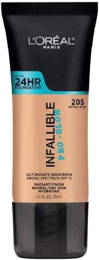 کرمپودر L'Oreal Paris Infallible Pro-Glow ماندگاری تا 24HR، رنگ 204 Natural Buff، 1 fl oz کرمپودر L'Oreal Paris Infallible Pro-Glow ماندگاری تا 24HR، رنگ 204 Natural Buff، 1 fl oz