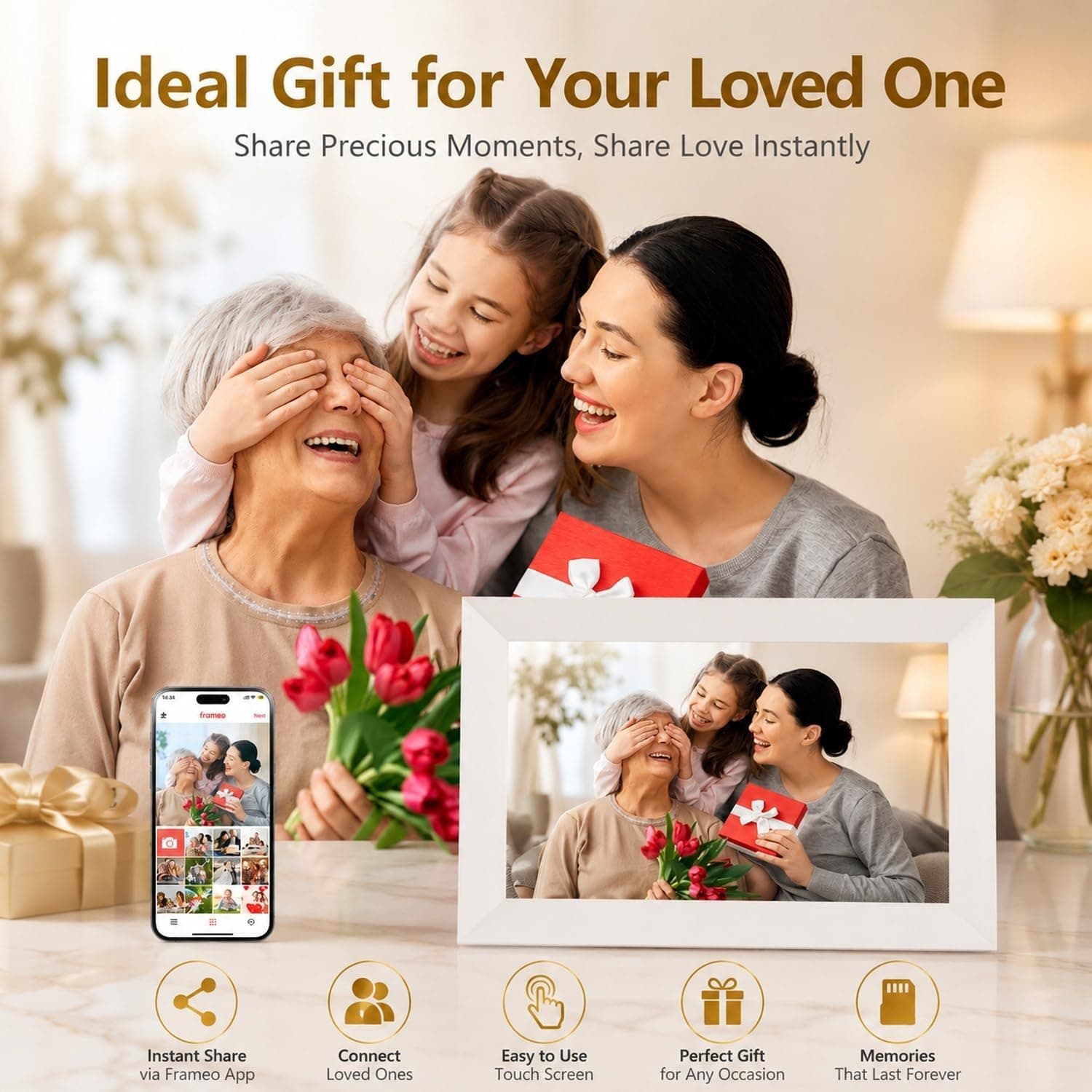 قاب عکس دیجیتال ZoYue وایفای Frameo 10.1 اینچ لمسی IPS 32GB قاب عکس دیجیتال ZoYue وایفای Frameo 10.1 اینچ لمسی IPS 32GB