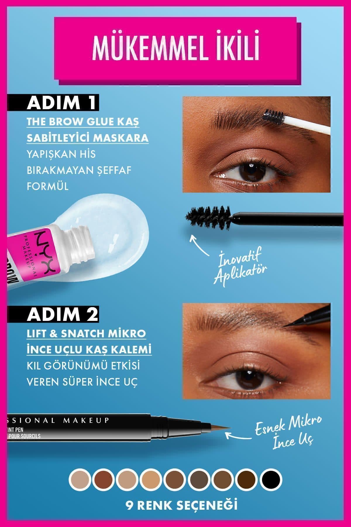 ژل ابرو شفاف NYX Professional Makeup The Brow Glue Instant Brow Styler ژل ابرو شفاف NYX Professional Makeup The Brow Glue Instant Brow Styler