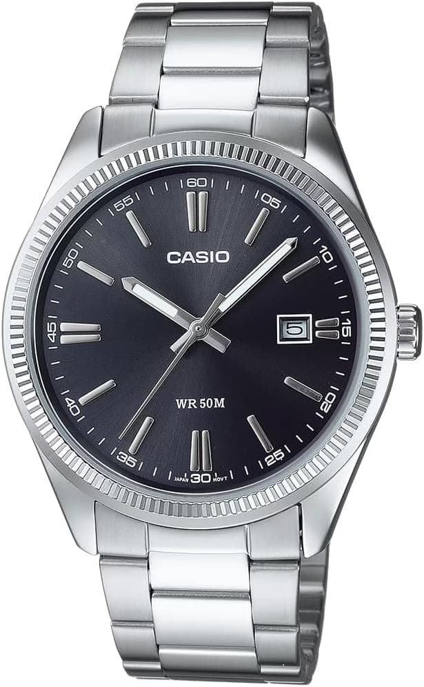 ساعت مردانه Casio با صفحه مشکی و بند نقرهای مدل MTP-1302D-1A1VDF ساعت مردانه Casio با صفحه مشکی و بند نقرهای مدل MTP-1302D-1A1VDF