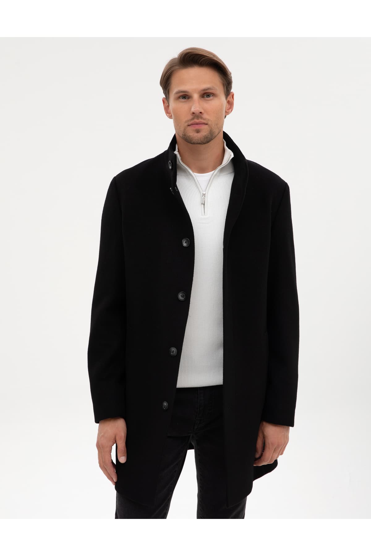 پالتو مردانه Pierre Cardin مشکی فیت اسلیم با ترکیب پشم مدل 50317440-VR046 پالتو مردانه Pierre Cardin مشکی فیت اسلیم با ترکیب پشم مدل 50317440-VR046