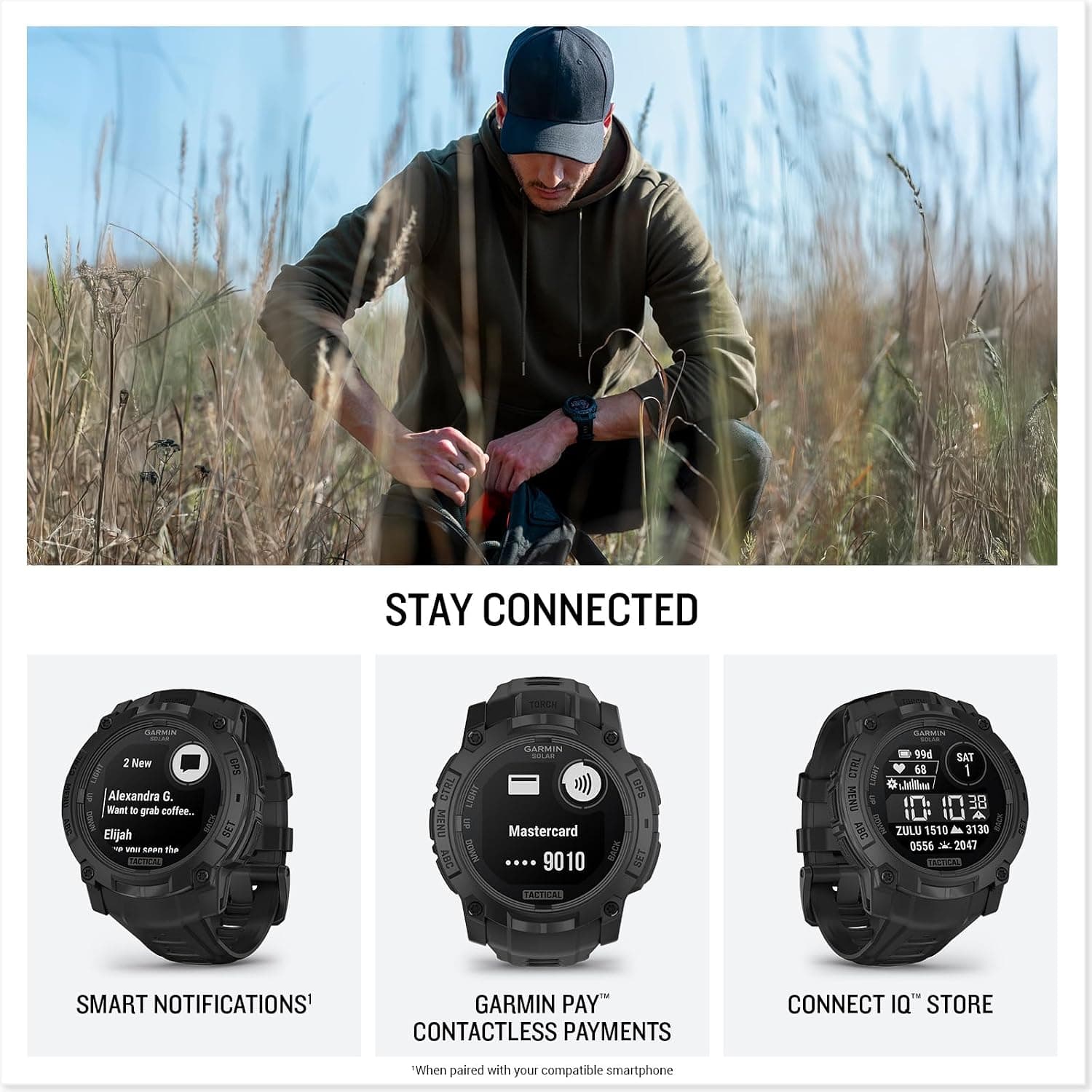 ساعت هوشمند Garmin Instinct 3 50 mm Solar Tactical Edition سیاه ساعت هوشمند Garmin Instinct 3 50 mm Solar Tactical Edition سیاه